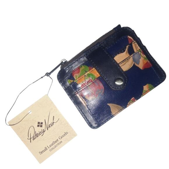 Patricia Nash Cassis Le Fleur ID Leather Card Blue Floral Wallet NWT - Picture 1 of 7